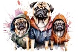 Dogs in watercolor for the year 2018. Generative AI