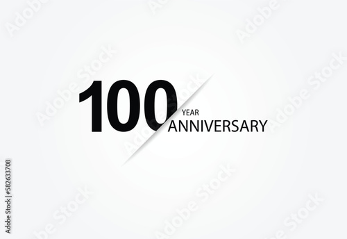 100 years anniversary logo template isolated on white, black and white background. 100th anniversary logo.