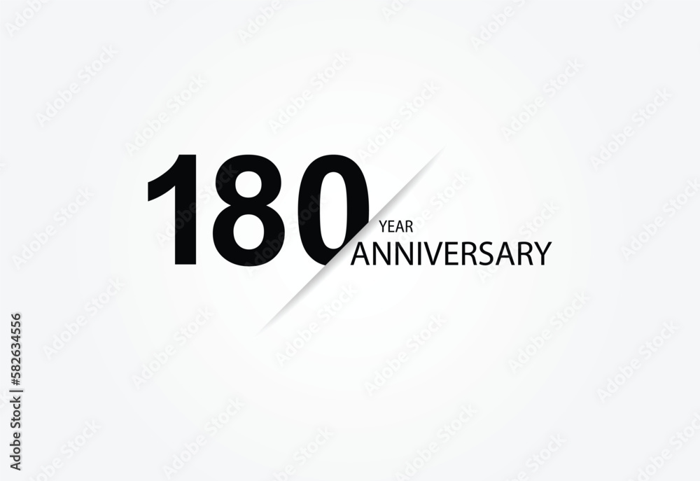 180 years anniversary logo template isolated on white, black and white background. 180th anniversary logo.	 - obrazy, fototapety, plakaty 