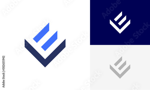 E or EV  letter logo initial design vector