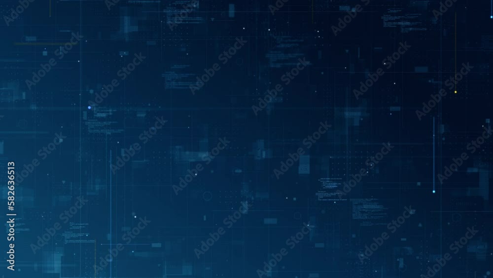 Motion graphic of Blue digital line and grid perspective technology abstract background concept camera zoom seamless loop video