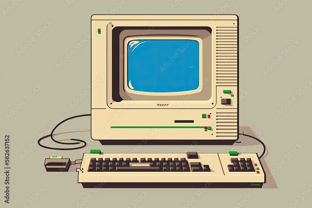 Retro desktop computer concept design. Generative Ai. Retro desktop computer concept design. Generative Ai.