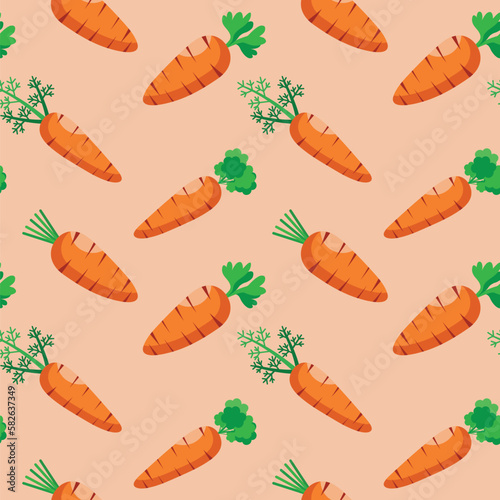 Fresh carrot vegetable in seamless pattern.
