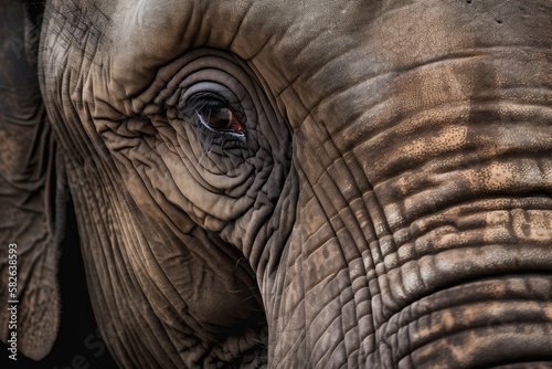 Asian elephant's head and texture. Generative AI