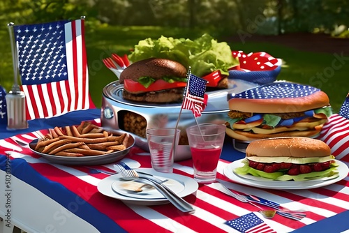Summertime Tradition: Enjoying Hot Dogs and Burgers on the 4th of July - Generative AI