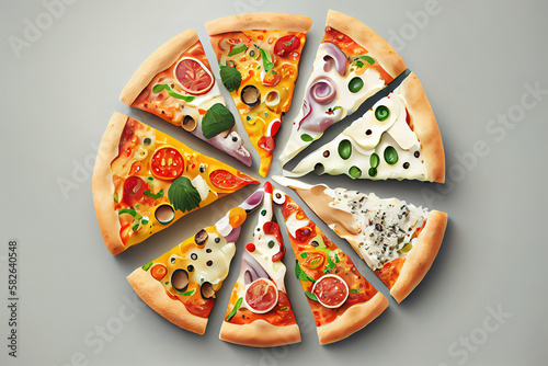 Delicious pizza on grey background.. Generative Ai