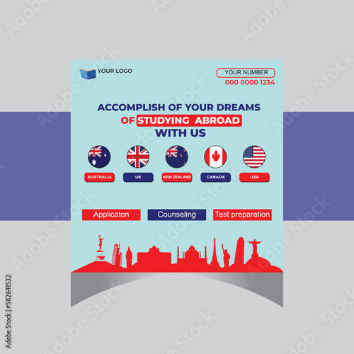 Study abroad social media post template