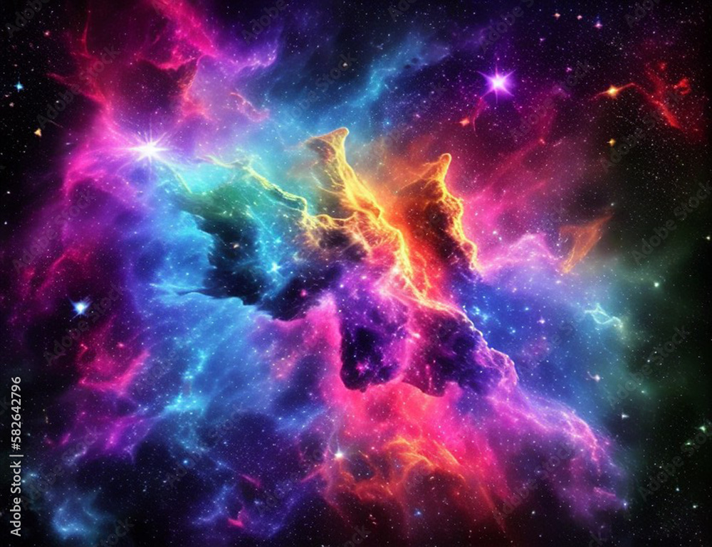 colorful space, nebula, shining stars, create with generative Ai