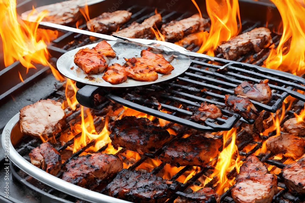 chicken barbecue on a grill , generative art by A.I chicken barbecue on a grill , generative art by A.I