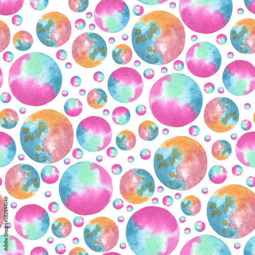 Watercolor confetti polka dots seamless pattern