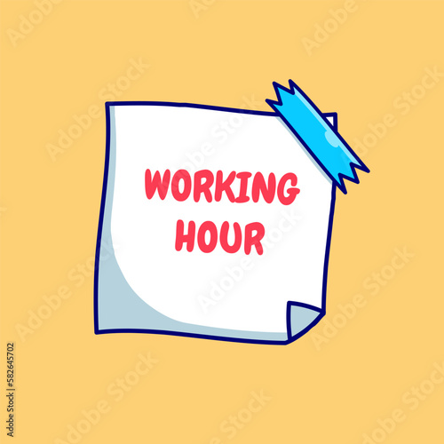 StickY Note For Working vector, illustration, flat icon