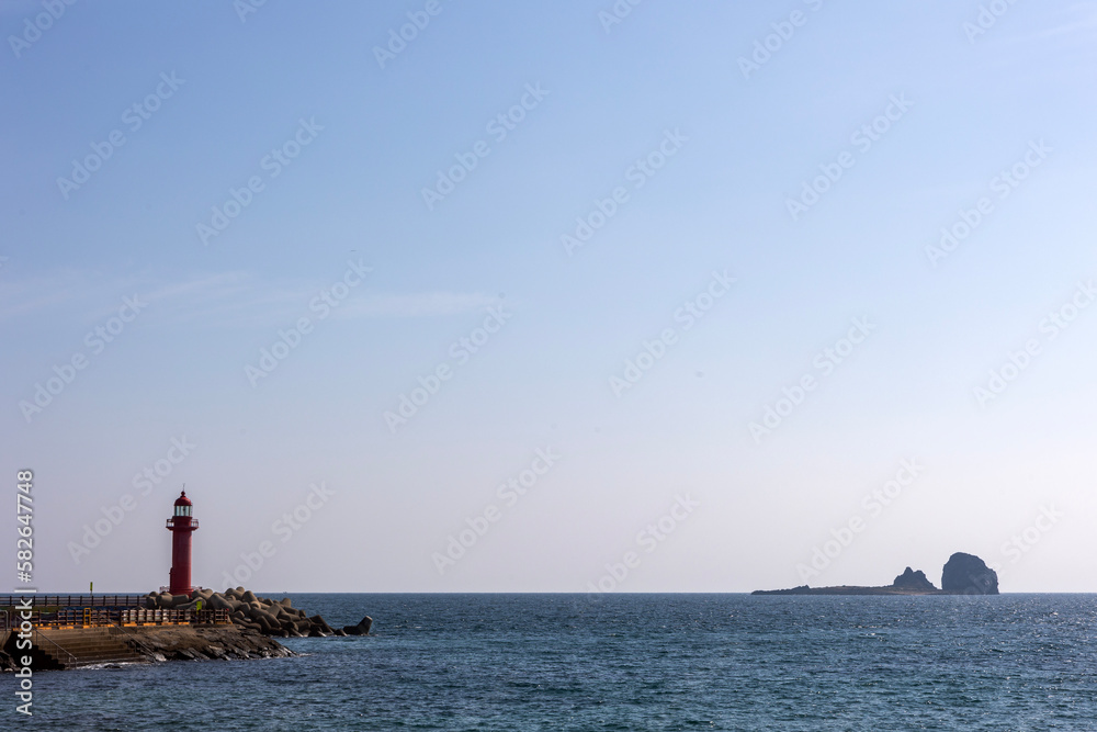 Hyeongje Island and Lighthouse in Jeju Island Hyeongje Island and Lighthouse in Jeju Island
