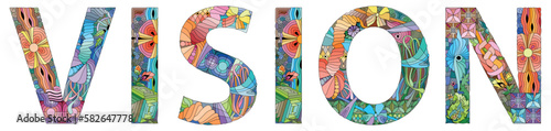 VISION. Colorful typography text banner for any purpose.