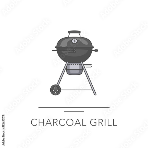 Charcoal grill outline colorful icon. Vector illustration