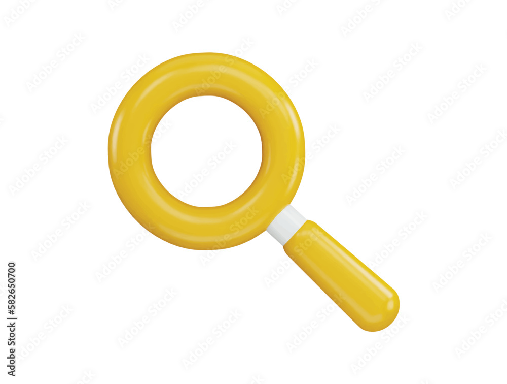 A yellow magnifying glass with a dollar symbol on it icon with 3d vector icon illustration A yellow magnifying glass with a dollar symbol on it icon with 3d vector icon illustration