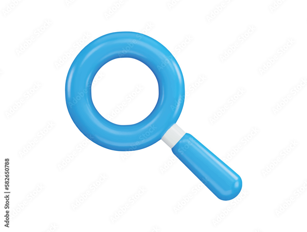 A blue magnifying glass with a seo icon with 3d vector icon illustration A blue magnifying glass with a seo icon with 3d vector icon illustration
