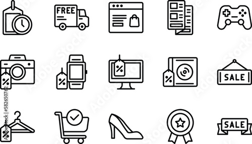 discount black friday icon set pack