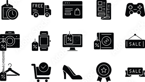 discount black friday icon set pack