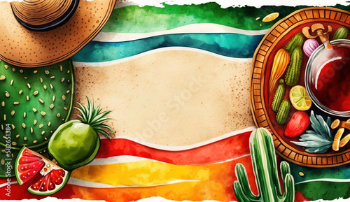 Cinco de mayo holiday background with copy space for text generative ai