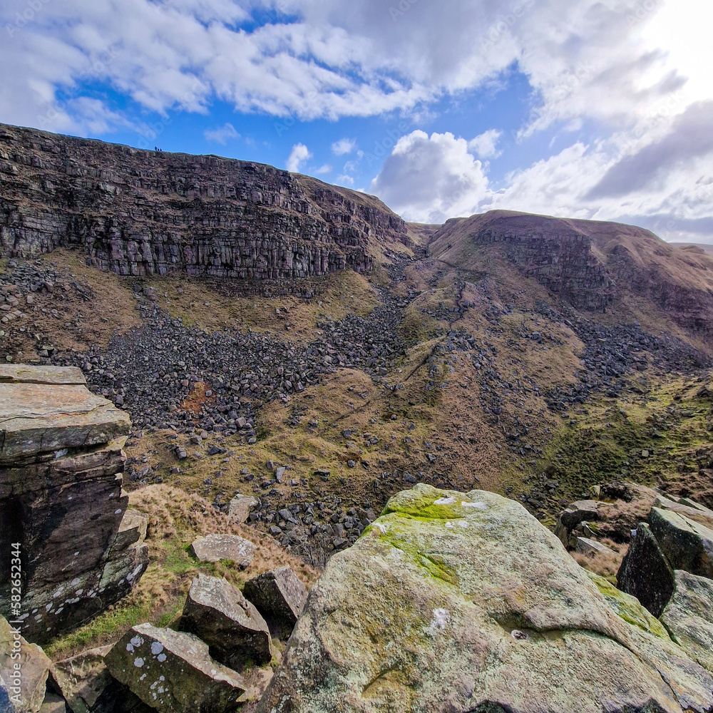 National Park Peak District in UK, Near Ladybower reservoir, Alport Castle 2022.