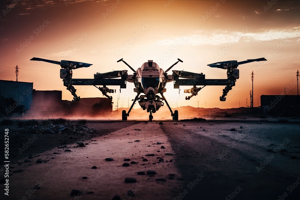 Modern and futuristic military drone, Ai Generative.