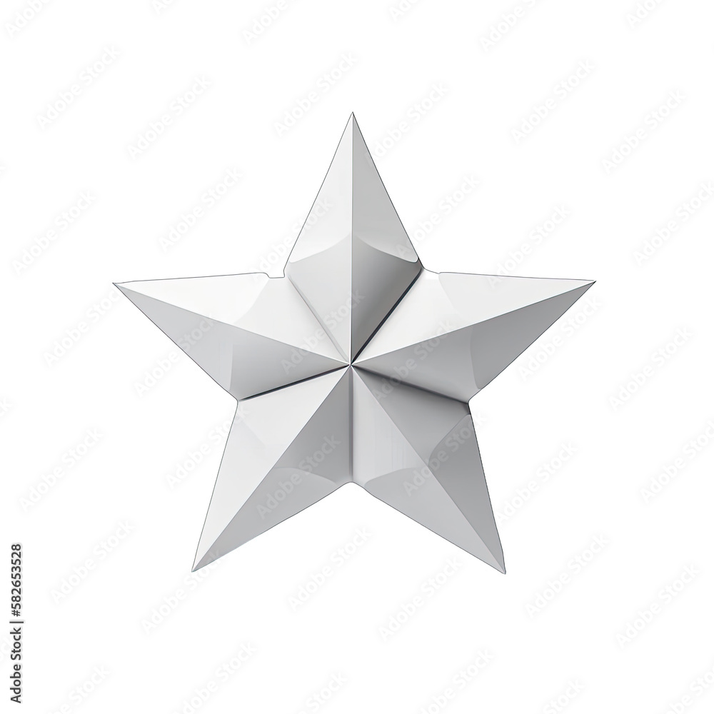 3D star grey,silver created with generative AI 3D star grey,silver created with generative AI