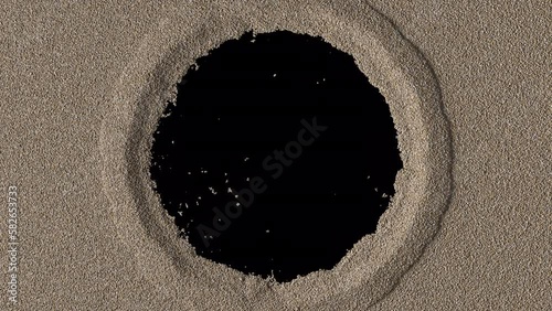 Sand blowing transition reveal on alpha background photo