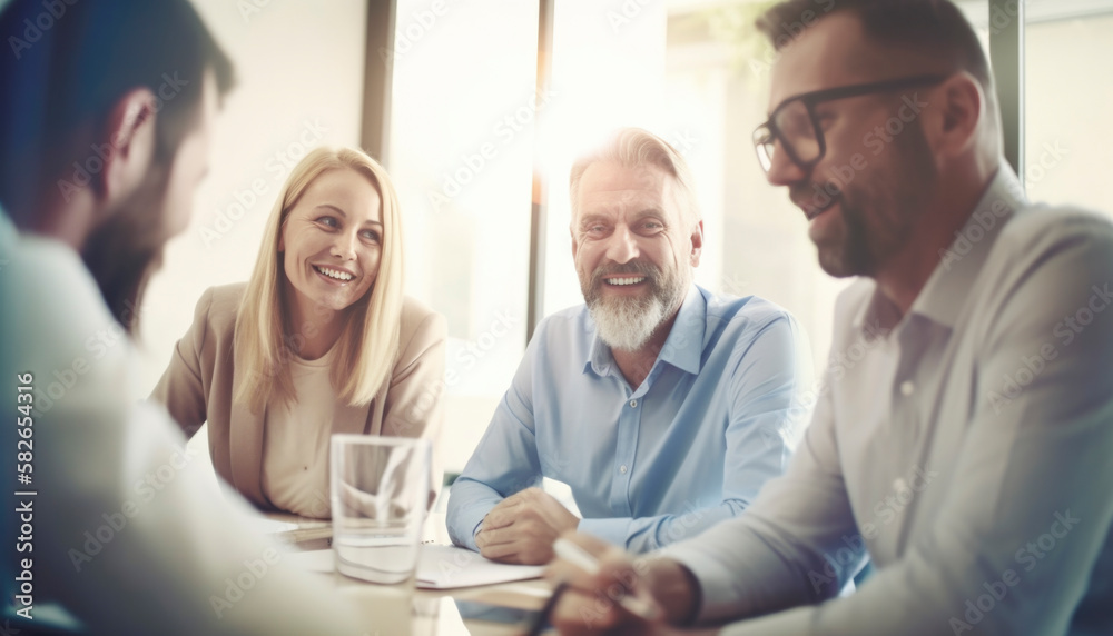 Business situation visualized in a bright office environment in a busy workplace Business situation visualized in a bright office environment in a busy workplace