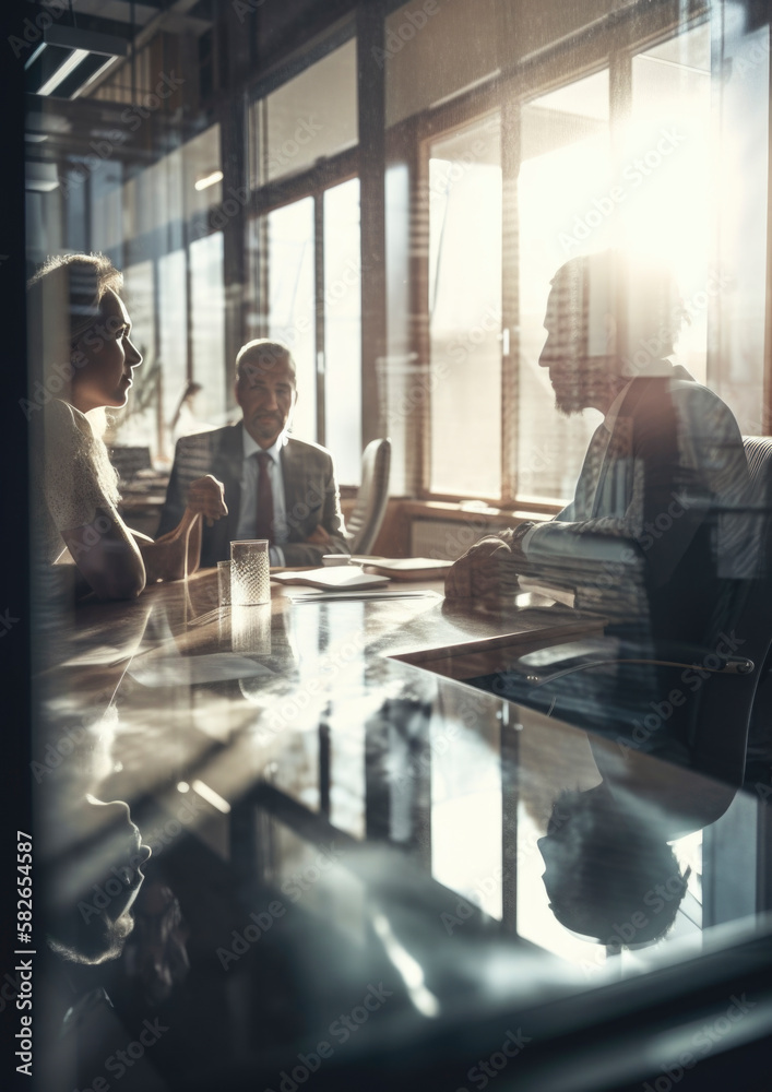 Business situation visualized in a bright office environment in a busy workplace Business situation visualized in a bright office environment in a busy workplace