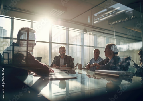 Obraz na płótnie Business situation visualized in a bright office environment in a busy workplace w salonie