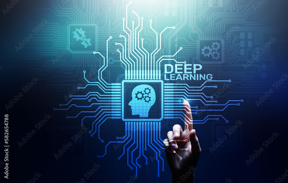 Deep Machine learning Artificial intelligence AI technology concept on virtual screen. Deep Machine learning Artificial intelligence AI technology concept on virtual screen.
