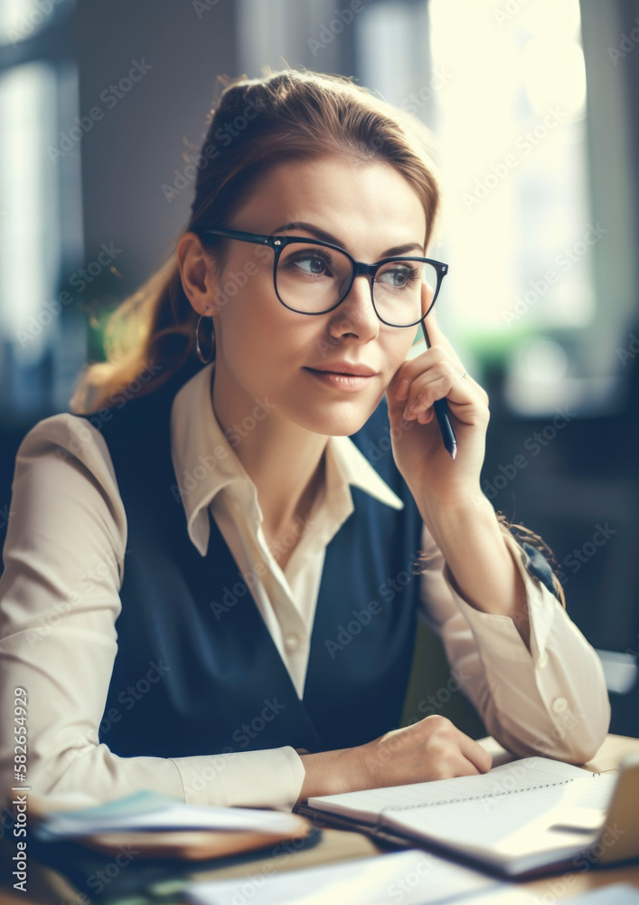 Business situation visualized in a bright office environment in a busy workplace Business situation visualized in a bright office environment in a busy workplace