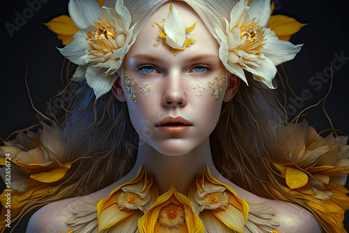 Narcissus Queen. Generative AI, non-existent person. photo