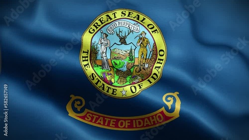 4K Textured Flag of Idaho Animation Stock Video - Highly Detailed Fabric Flag Waving in Loop