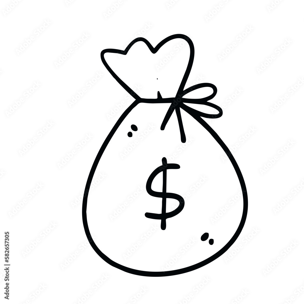 Vector Illustration of Hand Drawn Money Bag Doodle Art Style Vector Illustration of Hand Drawn Money Bag Doodle Art Style