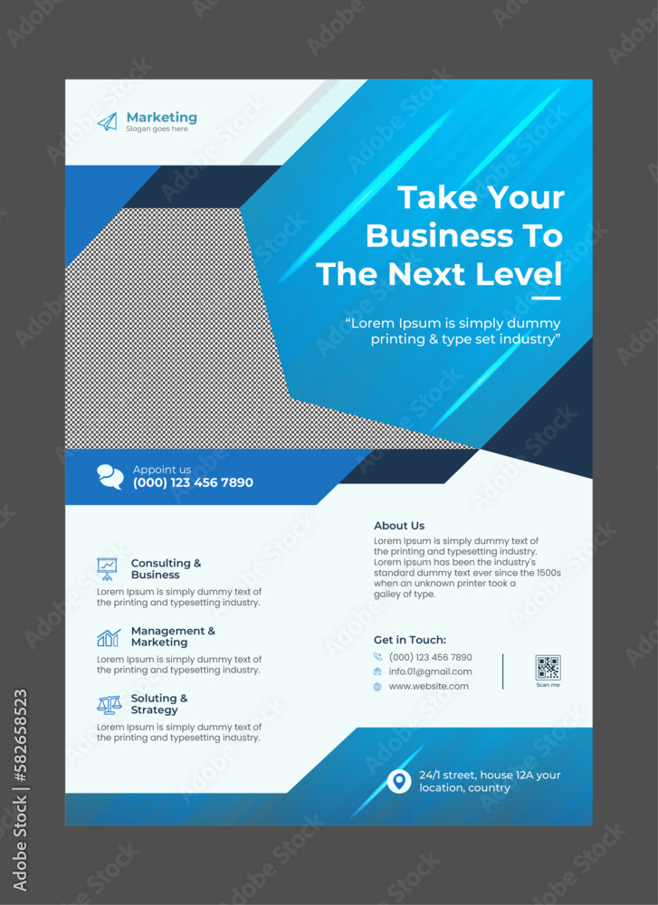 Obraz premium corporate flyer design template blue color