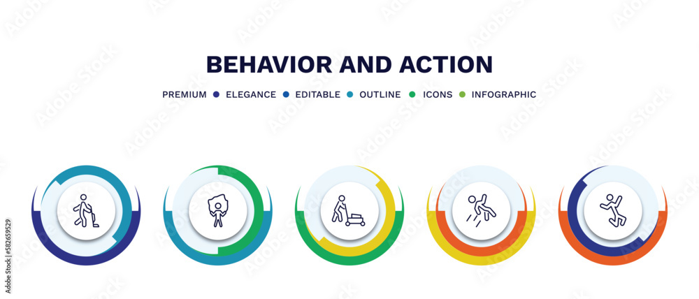 set of behavior and action thin line icons. behavior and action outline icons with infographic template. linear icons such as man vacuum, rope jumping, cutting lawn, man falling, stick man jumping set of behavior and action thin line icons. behavior and action outline icons with infographic template. linear icons such as man vacuum, rope jumping, cutting lawn, man falling, stick man jumping