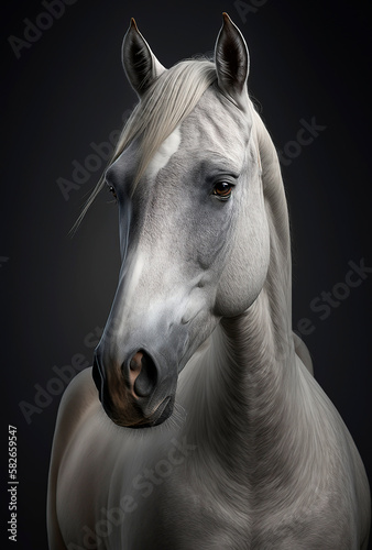 Generative AI background illustration of Portrait of beautiful Horse