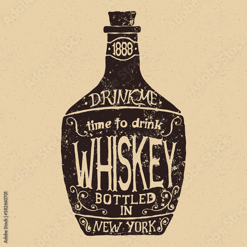 Vintage bottle of whiskey with lettering