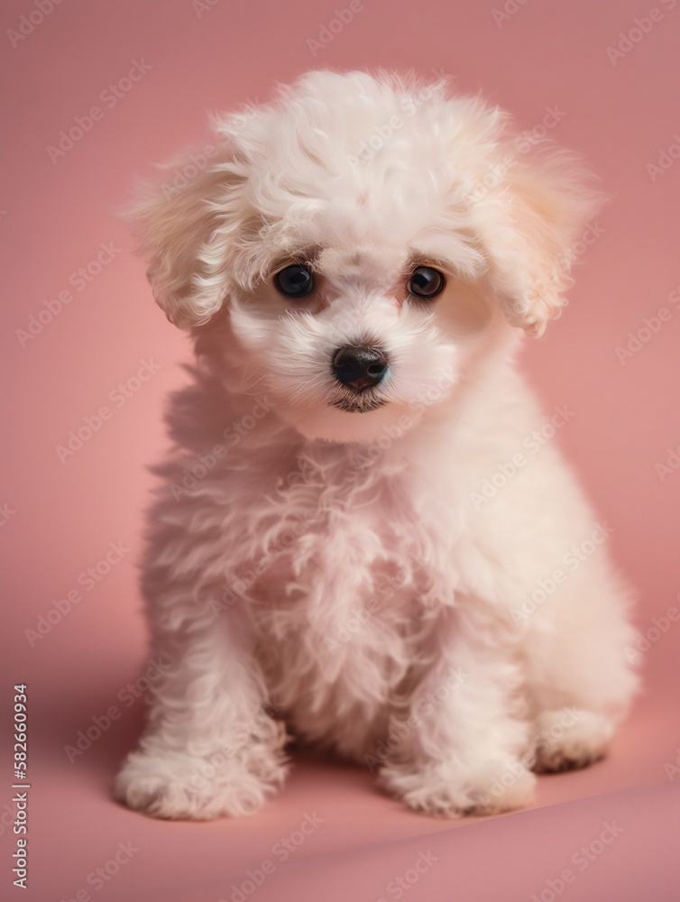 portrait photo of a puppy, isolated on a pastel color background portrait photo of a puppy, isolated on a pastel color background