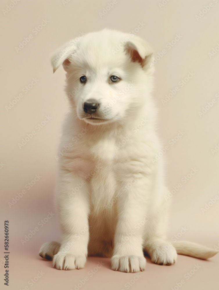 portrait photo of a puppy, isolated on a pastel color background portrait photo of a puppy, isolated on a pastel color background