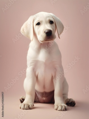 portrait photo of a puppy, isolated on a pastel color background