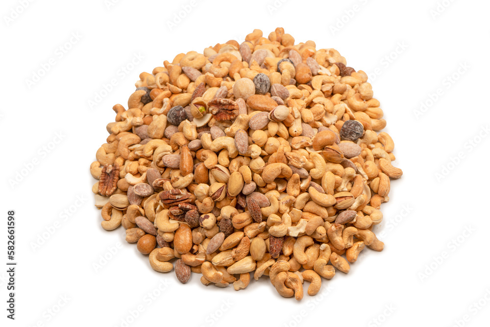 A group of almonds, pistachios, walnuts, macadamia, cashews. A group of almonds, pistachios, walnuts, macadamia, cashews.