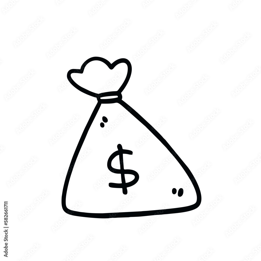 Vector Illustration of Hand Drawn Money Bag Doodle Art Style Vector Illustration of Hand Drawn Money Bag Doodle Art Style