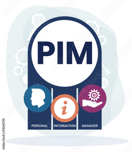 PIM - Personal Information Manager acronym. business concept background. vector illustration concept with keywords and icons. lettering illustration with icons for web banner, flyer