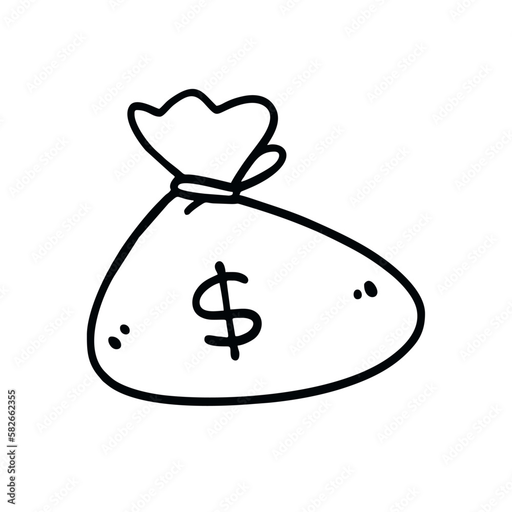 Vector Illustration of Hand Drawn Money Bag Doodle Art Style Vector Illustration of Hand Drawn Money Bag Doodle Art Style