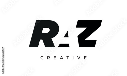 RAZ letters negative space logo design. creative typography monogram vector	