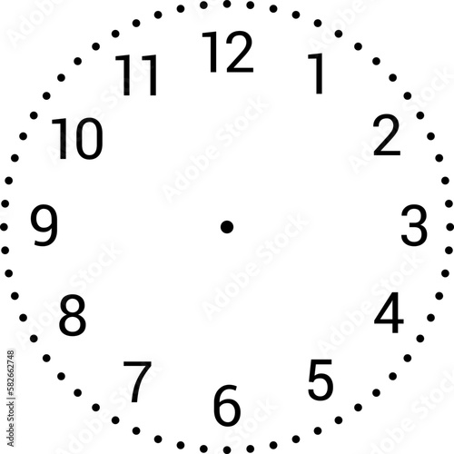 Mechanical clock faces with arabic numerals, bezel. Timer or stopwatch element. Vector illustration