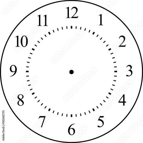 Mechanical clock faces with arabic numerals, bezel. Timer or stopwatch element. Vector illustration