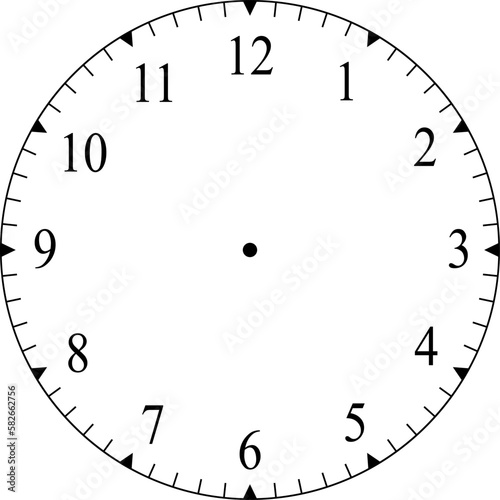Mechanical clock faces with arabic numerals, bezel. Timer or stopwatch element. Vector illustration